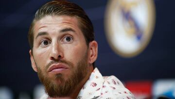 Soccer: Sergio Ramos Press Conference
 
 Sergio Ramos of Real Madrid during the press conference at Ciudad Deportiva Real Madrid in Valdebebas, Madrid, Spain, on May 30, 2019.
 
 
 30/05/2019