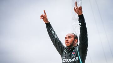 HAMILTON Lewis (gbr), Mercedes AMG F1 GP W11 Hybrid EQ Power+, portrait in the parc ferme winning the race and his 7th world champion title during the Formula 1 DHL Turkish Grand Prix 2020, from November 13 to 15, 2020 on the Intercity Istanbul Park, in Tuzla, near Istanbul, Turkey - Photo Antonin Vincent / DPPI
 AFP7 
 15/11/2020 ONLY FOR USE IN SPAIN