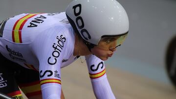La española Eukene Larrarte en los Mundiales de ciclismo pista.
