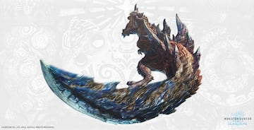 Glavenus | Un wyvern brutal que blande su pesada cola como una espada capaz de acumular calor hasta volverse rojo.