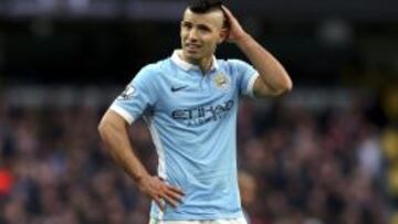 El delantero del Manchester City, Sergio Agüero, durante un partido de Premier League.
