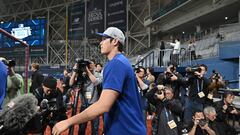 Los Angeles Dodgers' Shohei Ohtani takes the field for a baseball workout at Gocheok Sky Dome in Seoul on March 16, 2024, ahead of the 2024 MLB Seoul Series baseball game between Los Angeles Dodgers and San Diego Padres. (Photo by Jung Yeon-je / AFP)