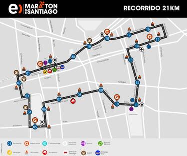 Así es el recorrido de los
21k del Maratón de Santiago