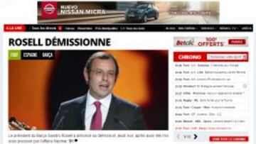 La portada web de L'Equipe.