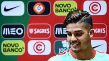 Porugal's forward Andre Silva gives a press conference in Kazan, on June 16, 2017 ahead of the Russia 2017 Confederation Cup football tournament. / AFP PHOTO / FRANCK FIFE