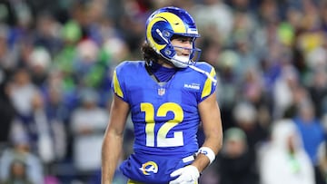 SEATTLE, WASHINGTON - DECEMBER 18: Puka Nacua #12 of the Los Angeles Rams reacts after a catch during the third quarter against the Seattle Seahawks at Lumen Field on December 18, 2025 in Seattle, Washington. Steph Chambers/Getty Images/AFP (Photo by Steph Chambers / GETTY IMAGES NORTH AMERICA / Getty Images via AFP)