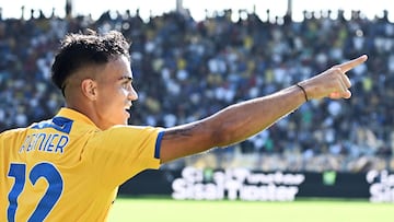 Reinier celebra un gol con el Frosinone.