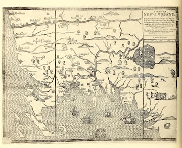 White hills map by William Hubbard, Engraving by John Foster, 1677