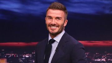 David Beckham en el show de Jimmy Fallon el 26 de febrero de 2020, Estados Unidos.