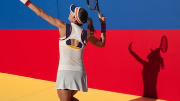 Garbiñe Muguruza luce el vestido diseñado por Pharrell Williams y Adidas con el que competirá en el US Open.