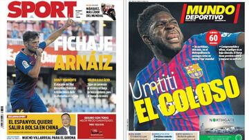 Portadas de los diarios Sport y Mundo Deportivo del día 16 de octubre de 2016.