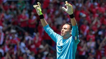 Soccer Football - International Friendly - Costa Rica vs Northern Ireland - National Stadium of Costa Rica, San Jose, Costa Rica - June 3, 2018 Costa Rica’s Keylor Navas celebrates after Johan Venegas scores their first goal REUTERS/Juan Carlos Ulate