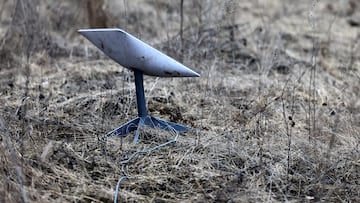 FILE PHOTO: A Starlink satellite internet system used by Ukraine is seen near the town of Bakhmut amid Russia's attack on Ukraine, Donetsk region, Ukraine March 8, 2023. REUTERS/Lisi Niesner/File Photo
