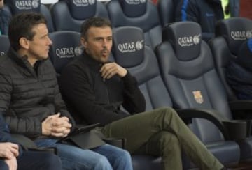 Luis Enrique con Unzué en el banquillo.