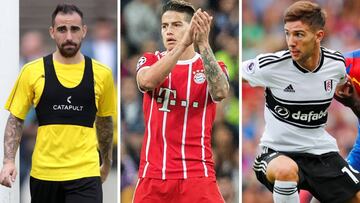 Paco Alcácer, cedido por el Barcelona en el Dortmund; James, en el Bayern por el Real Madrid; y Vietto, en el Fulham por el Atlético.
