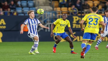 23/02/26 PARTIDO SEGUNDA DIVISION CADIZ - REAL SOCIEDAD B IBAI AGUIRRE Y MOUSSA DIAKITE