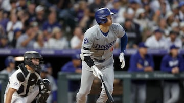 DENVER, COLORADO - JUNE 18: Shohei Ohtani #17 of the Los Angeles Dodgers bats against the Colorado Rockies in the seventh inning at Coors Field on June 18, 2024 in Denver, Colorado. Matthew Stockman/Getty Images/AFP (Photo by MATTHEW STOCKMAN / GETTY IMAGES NORTH AMERICA / Getty Images via AFP)