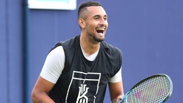 Nick Kyrgios durante un entrenamiento previo al Fever-Tree Championships en el Queens Club de Londres.