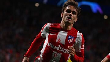 Griezmann, en el Atl&eacute;tico-Liverpool de la fase de grupos de la Champions 21-22, en su regreso al club rojiblanco. Ahora donde vuelve es a Anoeta. 