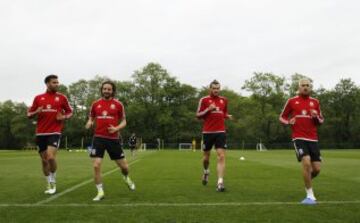 Hal Robson Kanu, Joe Allen, Gareth Bale y Aaron Ramsey.