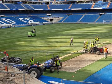 El nuevo césped, que ha sustituido al que llegó estropeado de Extremadura, viene de Arévalo y 'debuta' este domingo.