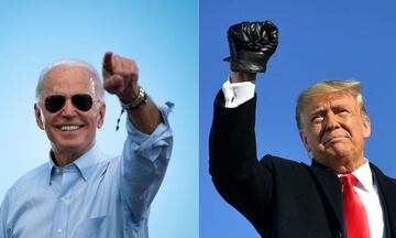 (COMBO) This combination of pictures created on October 30, 2020 shows Democratic Presidential candidate and former US Vice President Joe Biden and US President Donald Trump