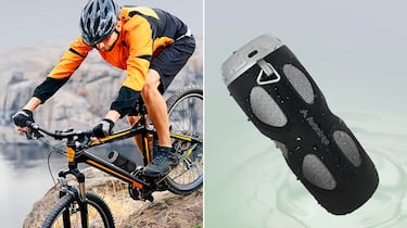 Este altavoz Bluetooth incluye un soporte para llevarlo en la bicicleta