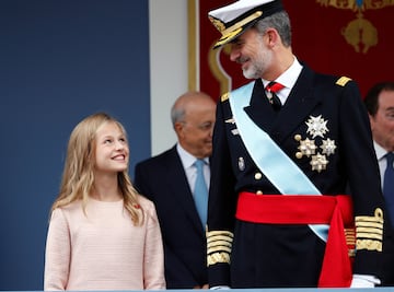 La Princesa Leonor y el Rey durante el acto por la fiesta nacional, el 12 de octubre de 2019, en Madrid (España). 