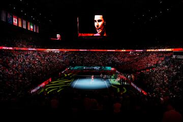 Rafa Nadal dio en el Martín Carpena su último discurso como tenista profesional. El balear de 38 años, cuya carrera deportiva llegó a su fin este martes después de la eliminación de España a manos de Holanda en los cuartos de final de la Copa Davis.