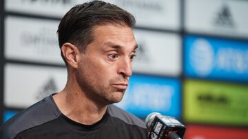 Diego Alonso head coach during the Press conference of the Uruguay National Team, prior to the Friendly match in preparation for the FIFA World Cup Qatar 2022 against the Mexican National Team (Mexican Team, at State Farm Stadium, on June 01, 2022.
<br><br>
Diego Alonso Director Tecnico durante la Conferencia de Prensa de la Seleccion de Uruguay previo al partido Amistoso de preparacion rumbo a la Copa Mundial de la FIFA Catar 2022 contra la Seleccion Nacional de Mexico (Seleccion Mexicana), en el Estadio State Farm, el 01 de Junio de 2022.