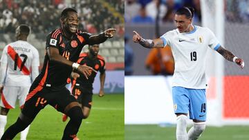 Jhon Durán y Darwin Núñez con Colombia y Uruguay.