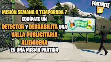 ¿Cómo y dónde equiparse un detector para deshabilitar una valla publicitaria alienígena en una misma partida en Fortnite?