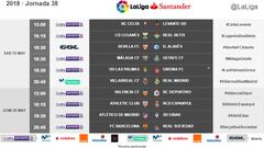 Horario de la &uacute;ltima jornada de Liga. 