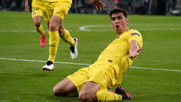 Gerard Moreno celebra su gol ante el Manchester United en la final de la Europa League en Gdansk, Polonia