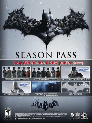 Cinco packs y 2 trajes con el Season Pass de Batman: Arkham Origins
