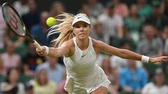 Katie Boulter, contra Elena Rybakina en Wimbledon.