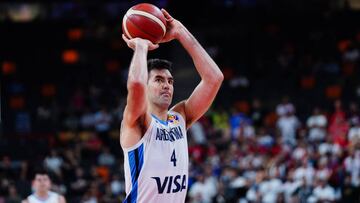 DONGGUAN, CHINA - SEPTEMBER 10: Luis Scola #4 of Argentina shoots the ball during FIBA World Cup 2019 quarter-final match between Argentina and Serbia at Dongguan Basketball Center on September 10, 2019 in Dongguan, Guangdong Province of China. (Photo by VCG/VCG via Getty Images)