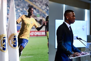 El jugador brasileño ha sido presentado en el estadio Santiago Bernabéu de la mano del presidente Florentino Pérez y acompañado de su familia.
