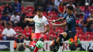 during the 14th round match between Queretaro and Necaxa as part of the Liga BBVA MX Varonil, Torneo Clausura 2026 at La Corregidora Stadium, on April 11, 2026 in Santiago de Queretaro, Mexico.