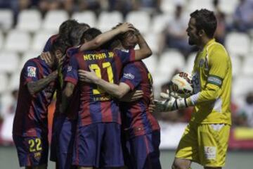 Celebración de los jugadores del Barcelona. 