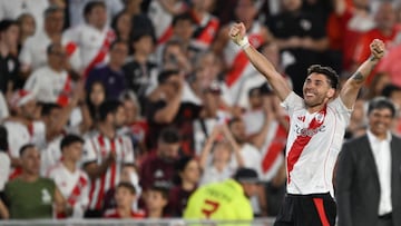 Montiel, tras anotar el gol que daba la victoria a River ante Instituto.