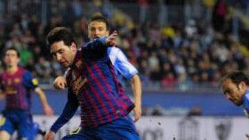 <b>UNA PULGA DIABÓLICA. </b>Leo Messi disfrutó sobre el terreno de juego de La Rosaleda, consiguiendo goles importantes como el segundo de su cuenta y el tercero del equipo.