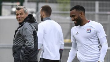 Lacazette en un entrenamiento. 