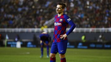 Griezmann se lamenta durante un partido del Barcelona. 