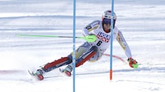 Kristoffersen, esquiador Noruego, durante el eslalon de Chamonix.