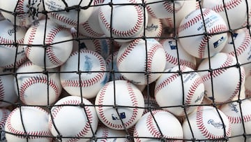 NEW YORK, NEW YORK - OCTOBER 28: A detailed view of baseballs are seen before the New York Yankees play the Los Angeles Dodgers during Game Three of the 2024 World Series at Yankee Stadium on October 28, 2024 in New York City. Elsa/Getty Images/AFP (Photo by ELSA / GETTY IMAGES NORTH AMERICA / Getty Images via AFP)