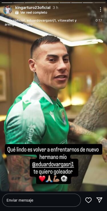 Arturo Vidal reacciona al regreso de Eduardo Vargas a Chile y le deja este mensaje
