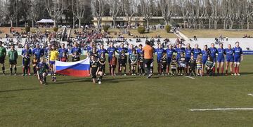 Im¨¢genes de la semifinal del Campeonato de Europa de rugby femenino disputada en el Estadio Central de la Universidad Complutense entre la selecci¨®n espa?ola, dirigida por Jos¨¦ Antonio Barrio, y la selecci¨®n rusa.