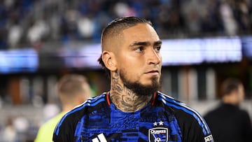 SAN JOSE, CALIFORNIA - OCTOBER 18: Cristian Arango #9 of the San Jose Earthquakes looks on after the game against Austin FC at PayPal Park on October 18, 2025 in San Jose, California. (Photo by Eakin Howard/Getty Images)