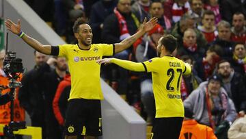 Aubameyang celebra un gol con el Borussia Dortmund.